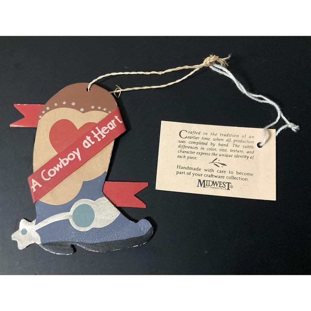 Cowboy Boot Christmas Ornament "A Cowboy at Heart"  Midwest Of Cannon Falls